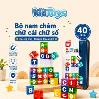 Bộ Nam Châm Chữ Cái Chữ Số Kidtoys 40 Chi Tiết - Đồ Chơi Giáo Dục Kèm Hộp Sắt Cho Bé Học Chữ Và Số