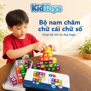Bộ Nam Châm Chữ Cái Chữ Số Kidtoys 40 Chi Tiết - Đồ Chơi Giáo Dục Kèm Hộp Sắt Cho Bé Học Chữ Và Số