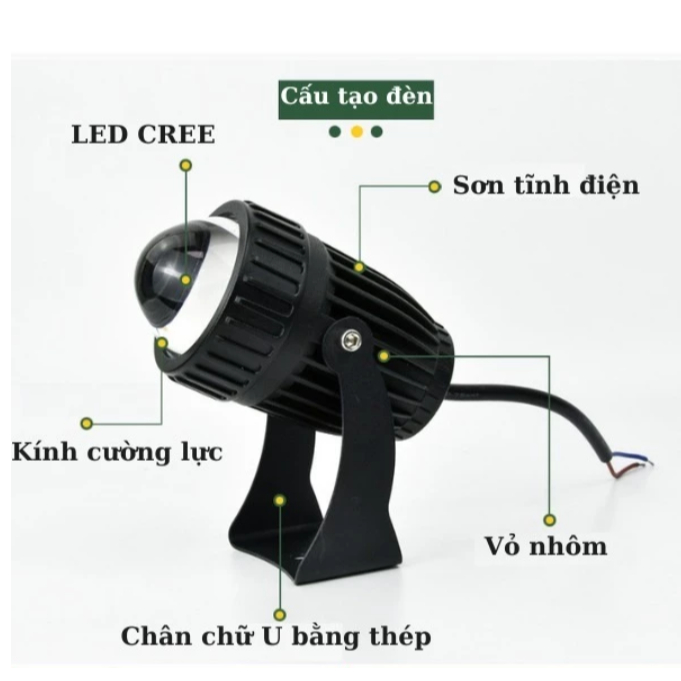 Đèn rọi cột đèn chiếu sáng trang trí cột nhà trụ cổng cây cảnh ngoài trời 220v kháng nước IP65