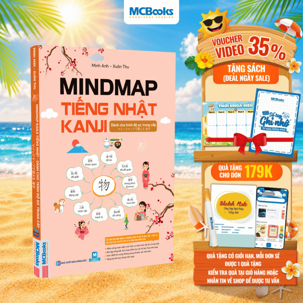 Sách - Mindmap Kanji tiếng Nhật – Dành cho trình độ sơ, trung cấp - Học kèm app