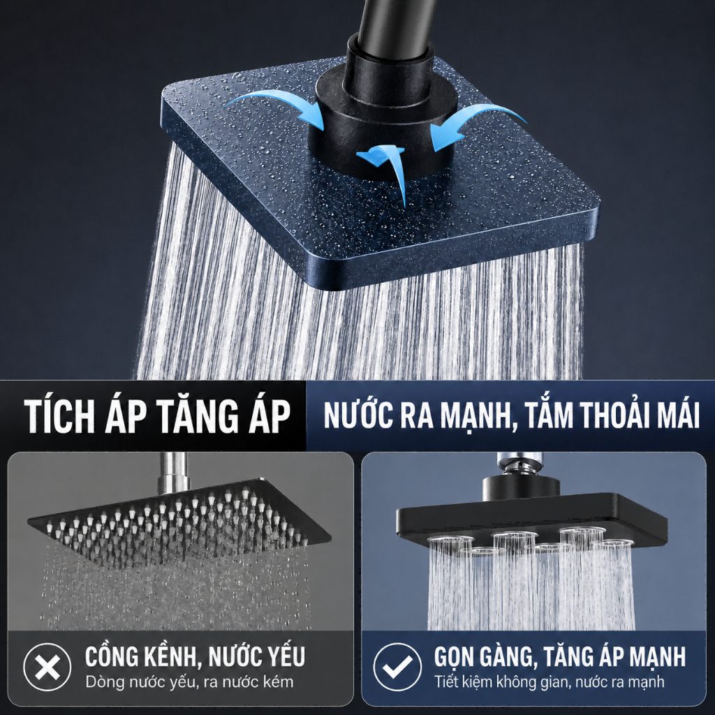 Bát sen tắm Bát sen tăng áp vòi sen tăng áp Vòi sen xoay 360 độ chất liệu nhựa ABS xả xoáy dày đặc mặt 6 lỗ 11cm