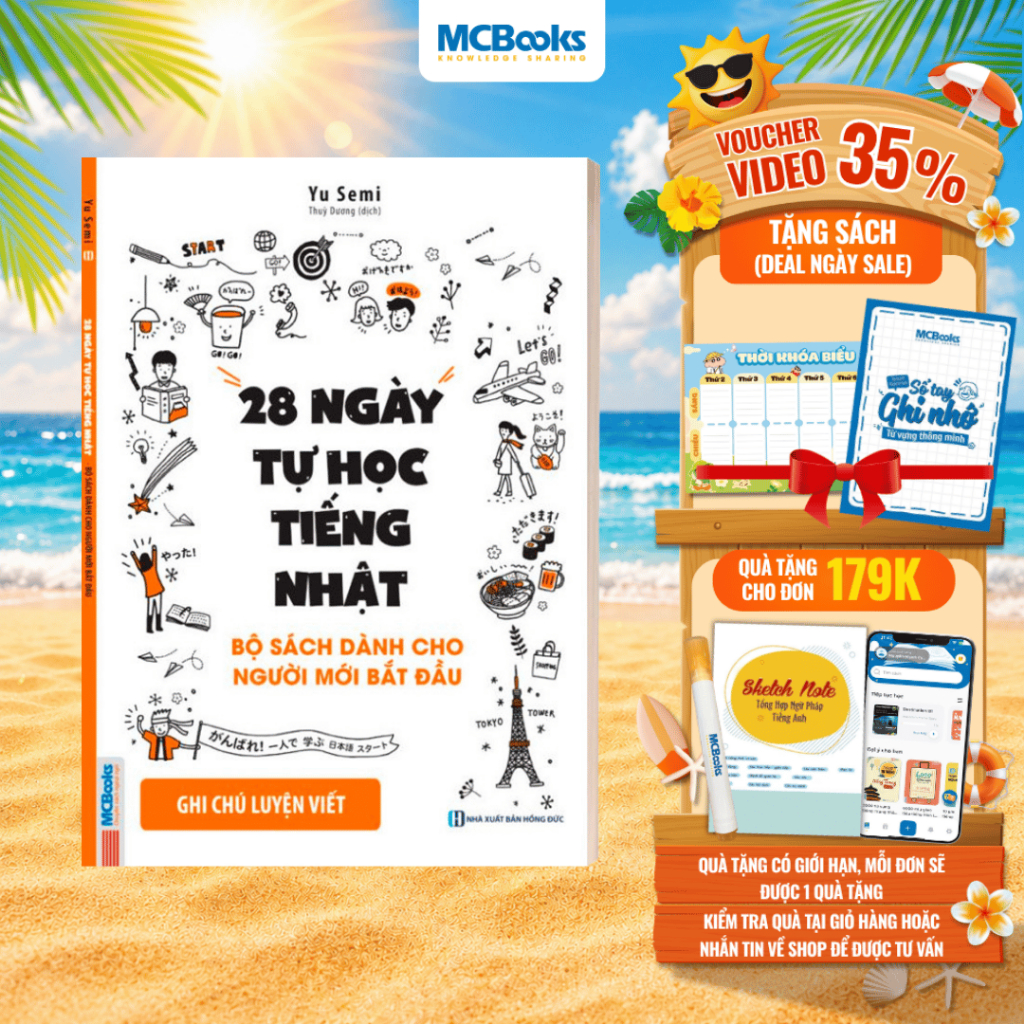 Sách - 28 Ngày Tự Học Tiếng Nhật Phần Sách Bài Tập / Ghi Chú Luyện Viết - Dành Cho Người Mới Bắt Đầu