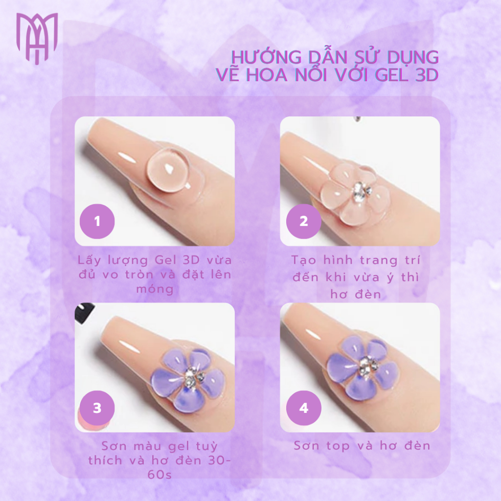 [Mua5Tặng1] Gel Vẽ Nổi 3D QS Thuỷ Tinh Đa Năng - Đính Đá, Làm Dày Móng, Tráng Gương, Top Bóng - 20g