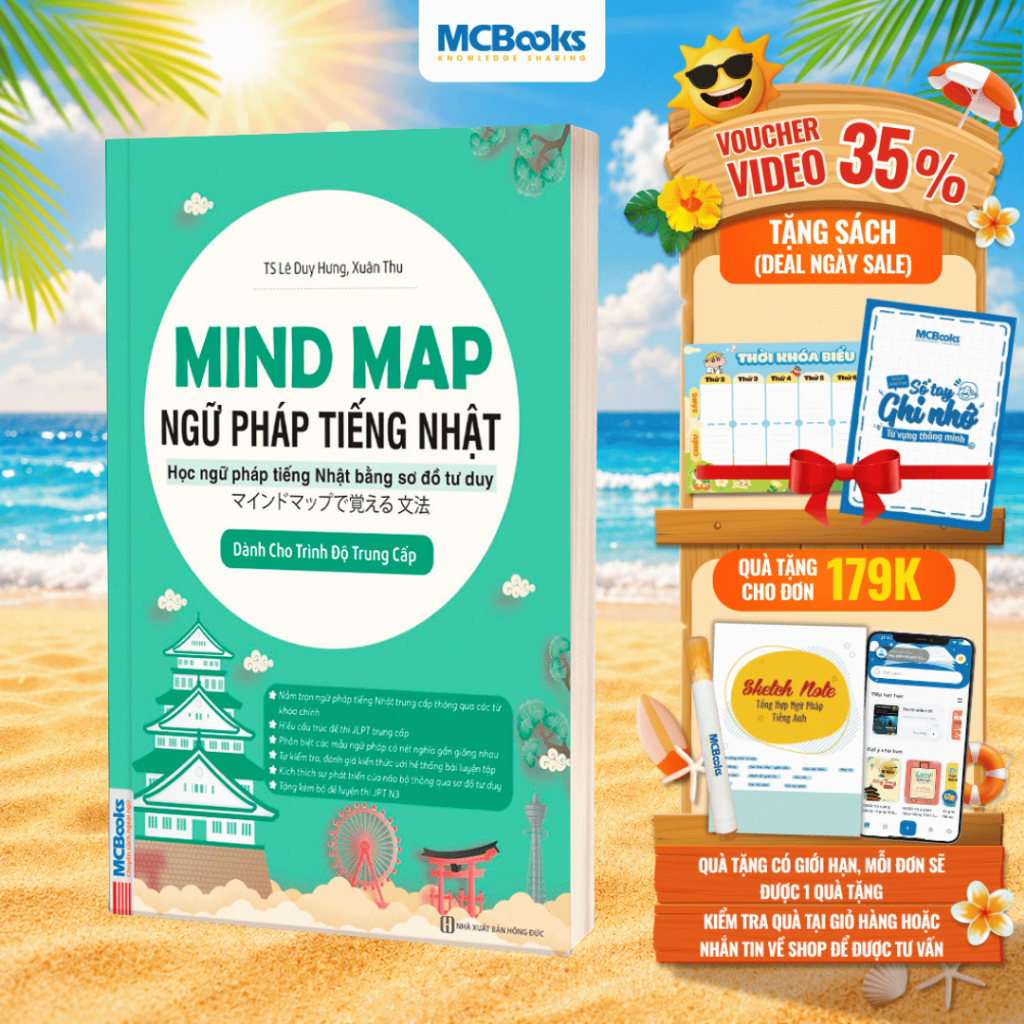 Sách - Mind Map Ngữ Pháp Tiếng Nhật – Học Ngữ Pháp Tiếng Nhật Qua Sơ Đồ Tư Duy – Dành Cho Trình Độ Trung Cấp