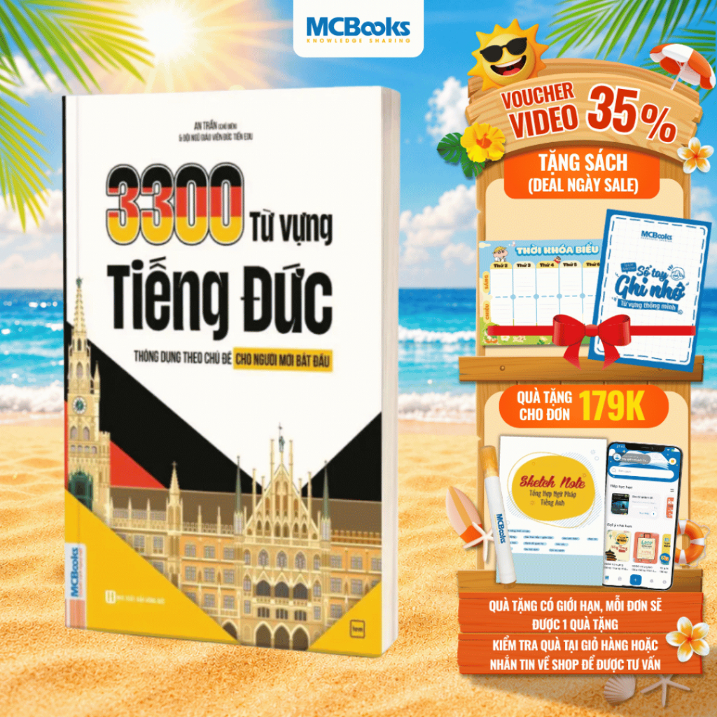 Sách - 3300 từ vựng tiếng Đức theo chủ đề dành cho người mới bắt đầu
