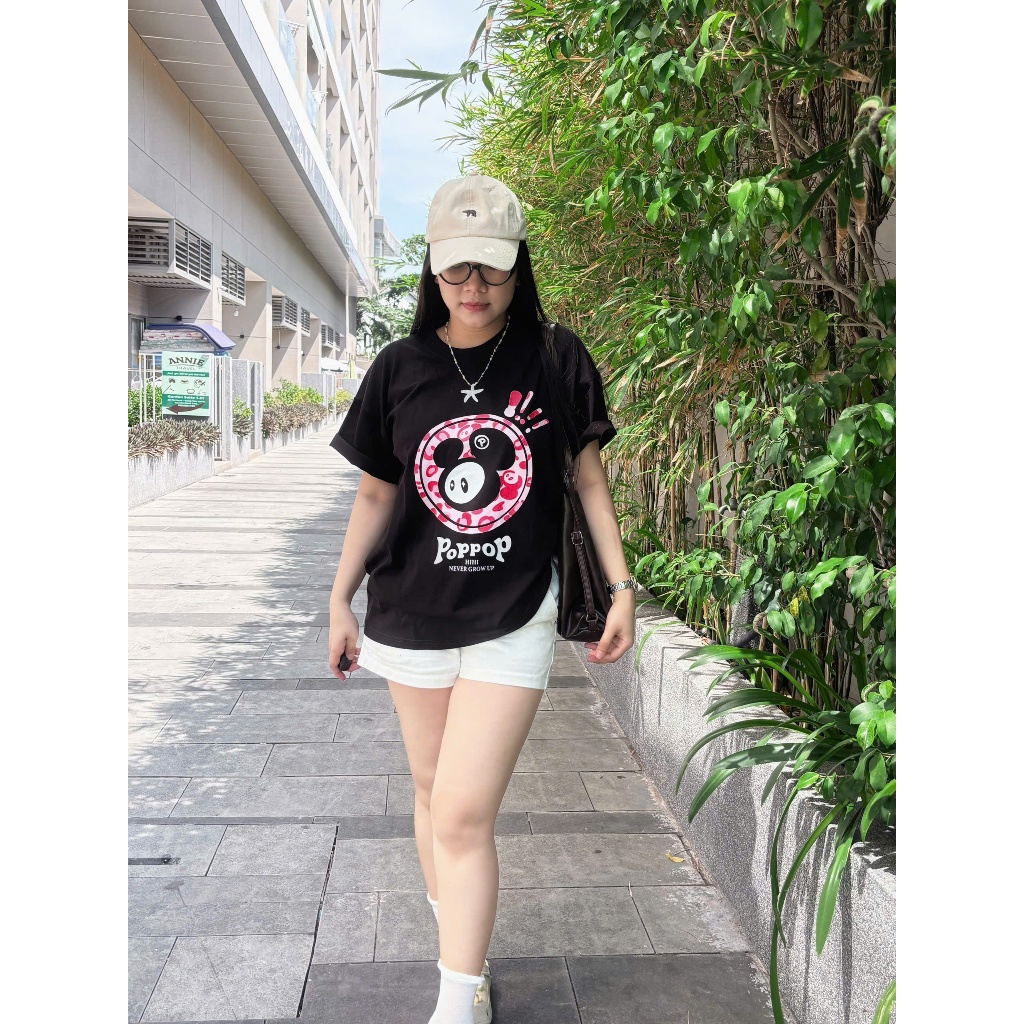 [ẢNH THẬT] Áo Thun PopPop Hình In Chuột Dễ Thương Form Rộng Chất Vải Cotton Mềm Mịn , Mặc Đẹp
