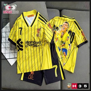 Đồ Bộ Cổ V Thể Thao Bé Trai – Ronaldo Messi Mbappe Thun Lạnh 3D Size 13-48kg