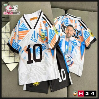 Đồ Bộ Cổ V Thể Thao Bé Trai – Ronaldo Messi Mbappe Thun Lạnh 3D Size 13-48kg