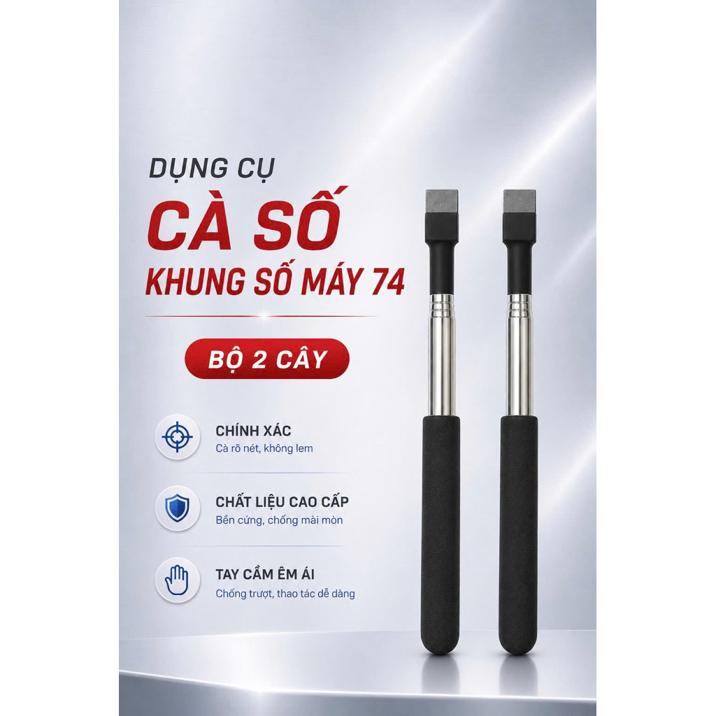 2 Cây Cà Số Khung Số Máy Ô tô Xe Máy + Tặng Kèm Bộ Giấy Cà