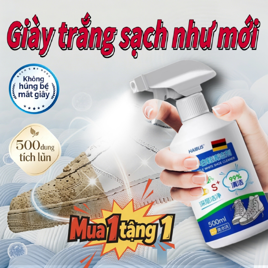 Công nghệ Đức Dung dịch vệ sinh giày trắng bán chạy｜Chai vệ sinh giày tẩy sạch vết ố vàng cực nhanh