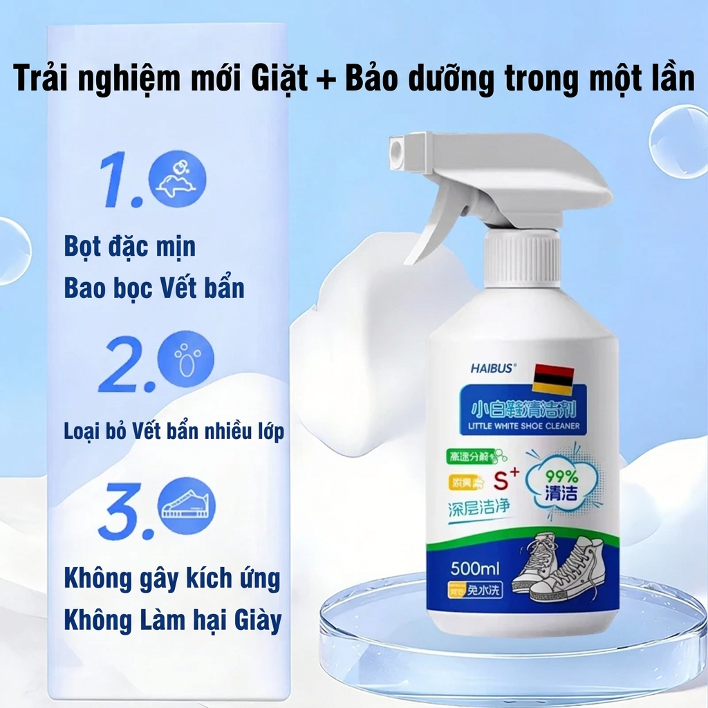 Công nghệ Đức Dung dịch vệ sinh giày trắng bán chạy｜Chai vệ sinh giày tẩy sạch vết ố vàng cực nhanh