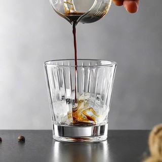 Bộ 6 Ly Thủy Tinh 215ml 1007LT Vân Sọc Vintage Ly Cafe Espresso Cold Brew Whisky Cao Cấp