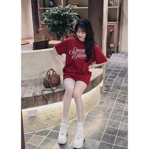Áo Thun Nữ Form Rộng PONG,Cổ Tròn,In Chữ,Chất Cotton(Áo Phông ĐỎ ĐÔ)CP_x9055
