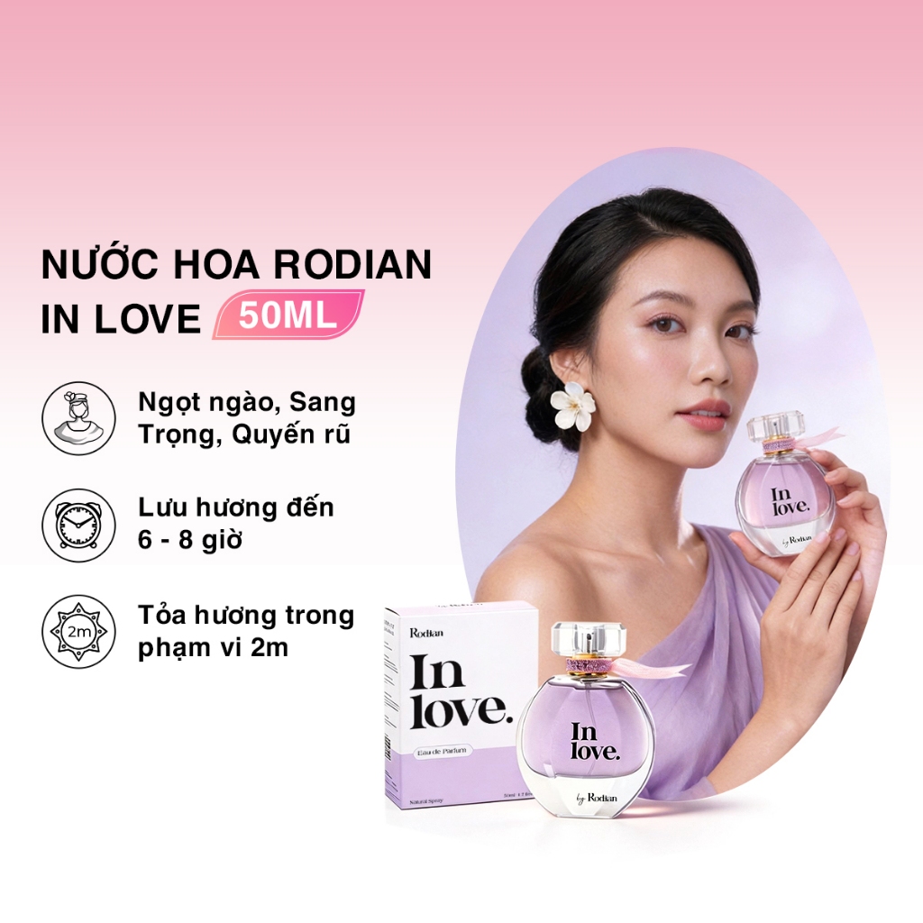 [Set Quà Tặng Rodian] Nước Hoa Nữ Rodian In Love Eau De Parfum 50ml Ngọt Ngào, Sang Trọng