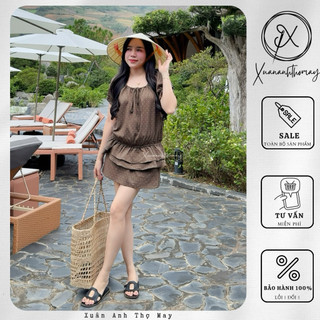 [ S8 ] Set áo chấm bi bo gấu + chân váy ngắn - Xuân Anh Thợ May