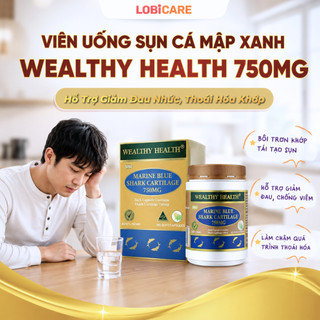 Viên uống Sụn Cá Mập Xanh Wealthy Health 750mg – Hỗ Trợ Giảm Đau Nhức, Thoái Hóa Khớp  – Hộp 100 viên – Chính hãng Úc