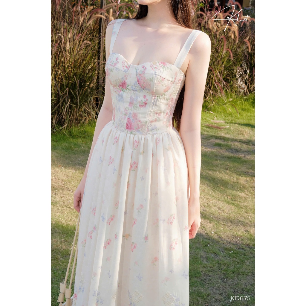 Đầm Maxi Hoa Corset Dáng Dài Phong Cách Bay Bổng Dịu Dàng KD675
