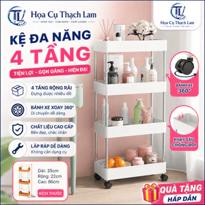 Kệ 4 tầng inox Đa Năng 3, 4 Tầng Dùng Cho Nhà Bếp Phòng Tắm Phòng Khách Siêu Tiện Dụng