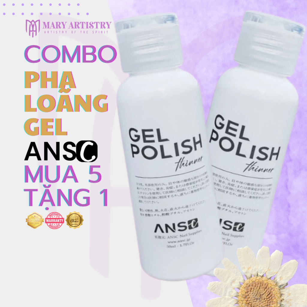 [Mua5Tặng1] Dung Dịch Pha Loãng Sơn Gel Đặc, Vón Cục ANSC Gel Polish Thinner - Pha Sơn Gel 50ml