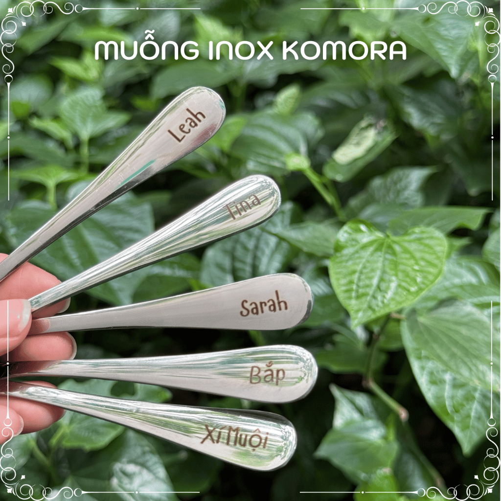 [1 Cái] Vá/Muôi Inox KOMORA, Khắc Theo Yêu Cầu, Sáng Bóng Sang Trọng, Dày Dặn Chắc Tay