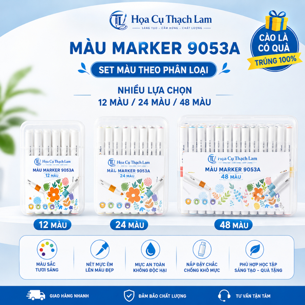 Có quà tặng kèm Set Nâng cấp 12 đến 80 Bút màu ACRYLIC Marker đầu nhọn chống thấm nước