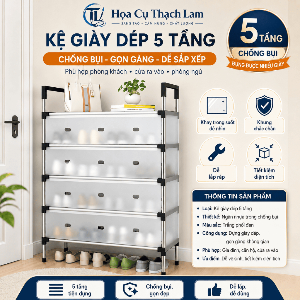 Hỏa Tốc Kệ để giày dép đa năng KHUNG INOX có nắp đậy 7 tầng giá để giày dép có thể xếp chồng