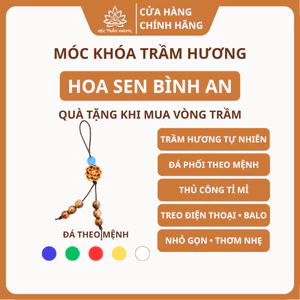 Móc Khóa Trầm Hương Hoa Sen Mix Đá Theo Mệnh – Treo Điện Thoại, Chìa Khóa – Mộc Trầm Hương MTH