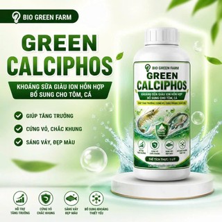 Khoáng sữa Green Calciphos 1 lít khoáng bổ sung thức ăn tôm cá ốc lươn, ngừa bệnh thiếu thoáng, cong thân, mỏng vỏ, đục