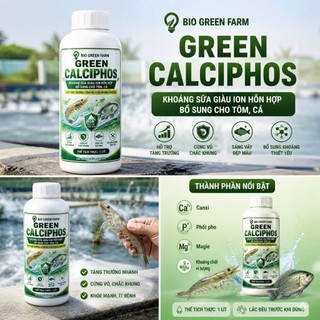 Khoáng sữa Green Calciphos 1 lít khoáng bổ sung thức ăn tôm cá ốc lươn, ngừa bệnh thiếu thoáng, cong thân, mỏng vỏ, đục