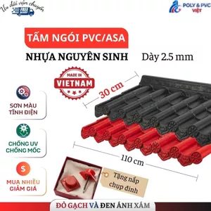 Ngói Nhựa âm dương PVC/ASA Nhật 2 Màu Đen và Đỏ sơn tĩnh điện chống ẩm Dày 2.5mm
