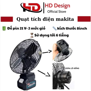 Quạt tích điện lồng sắt pin Lithium 10 cell - Quạt tích điện - tiện dụng - Pin10cell Dùng liên tục 4h - HD design
