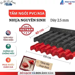 Ngói Nhựa âm dương PVC/ASA Nhật Bản 2 Màu Đen và Đỏ - Dày 2.5mm chống tia UV 3 lớp