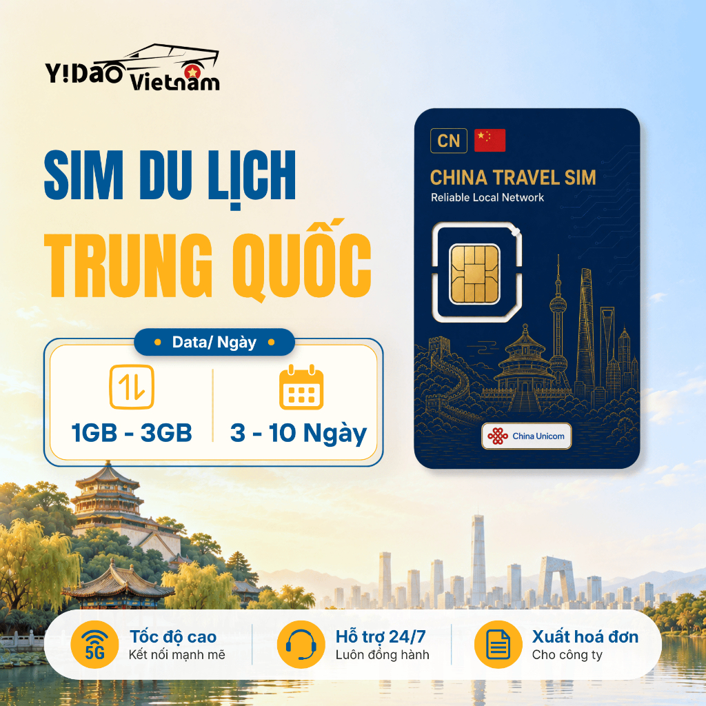 Sim Trung Quốc Nhà Mạng China Unicom, Sim Du Lịch 3 - 10 Ngày 5G Tốc Độ Cao, Truy Cập Mạng Ổn Định
