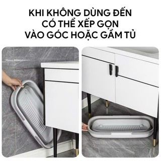 Thau Lau Nhà Gấp Gọn 12L | Xô Lau Nhà Gấp Gọn Có Vòi Xả Bánh Xe | Thau Lau Sàn Đa Năng 12L