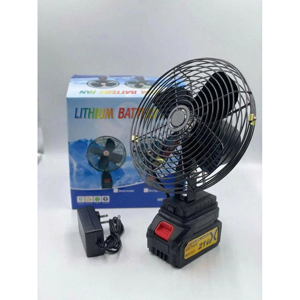Quạt tích điện lồng sắt pin Lithium 10 cell - Quạt tích điện - tiện dụng  - Pin10cell Dùng liên tục 4h - HD design