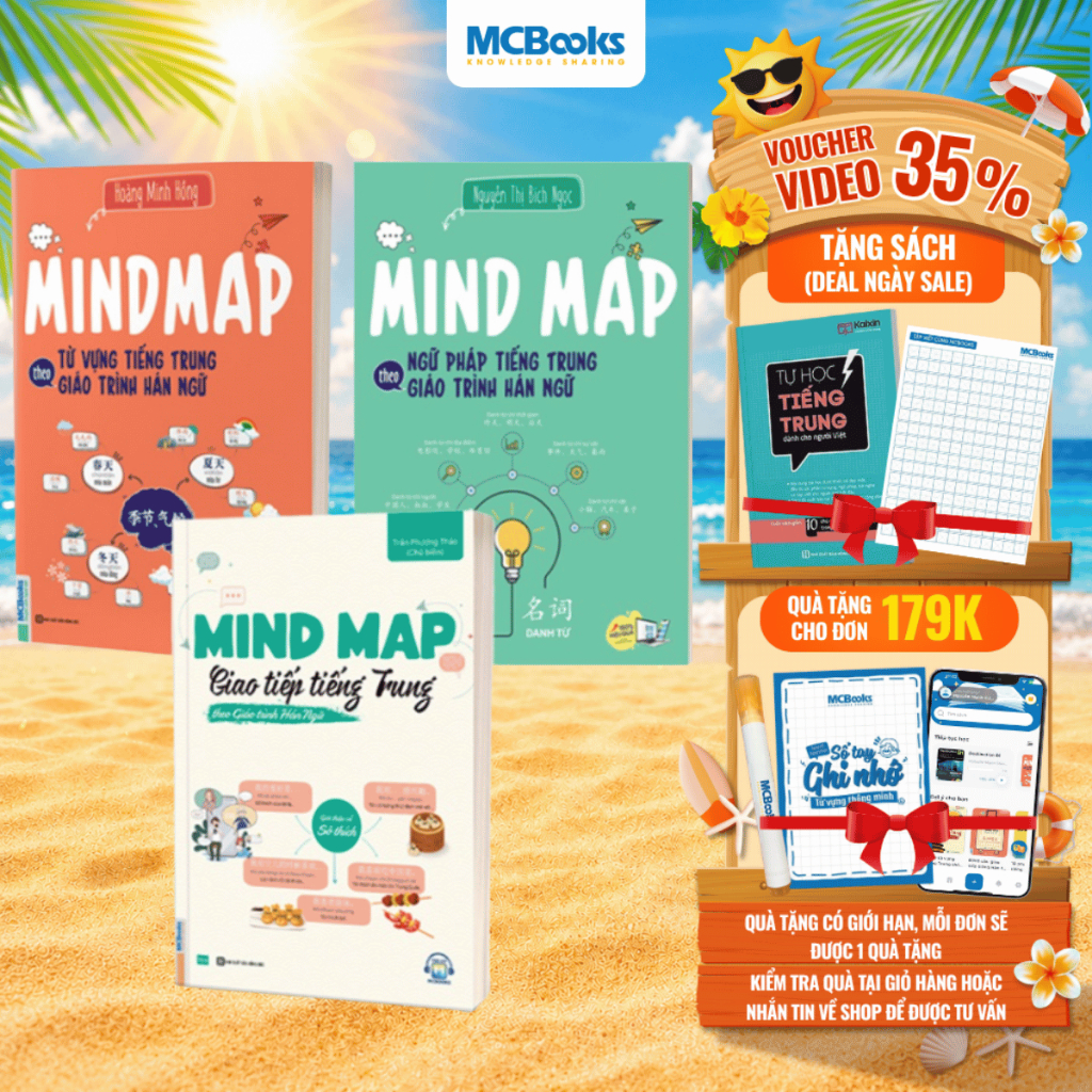 Sách - Combo Tự học tiếng Trung: Mindmap Ngữ pháp, Từ vựng và Giao tiếp theo giáo trình Hán ngữ