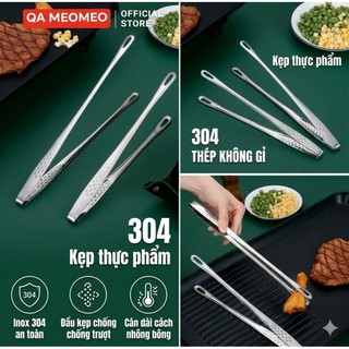 Kẹp gắp thức ăn inox 304 mẫu mới cán dài 24cm