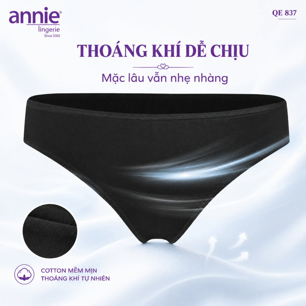 Combo 3 quần lót nữ trơn vải cotton annie QE837 form basic trẻ trung năng động, thoáng mát