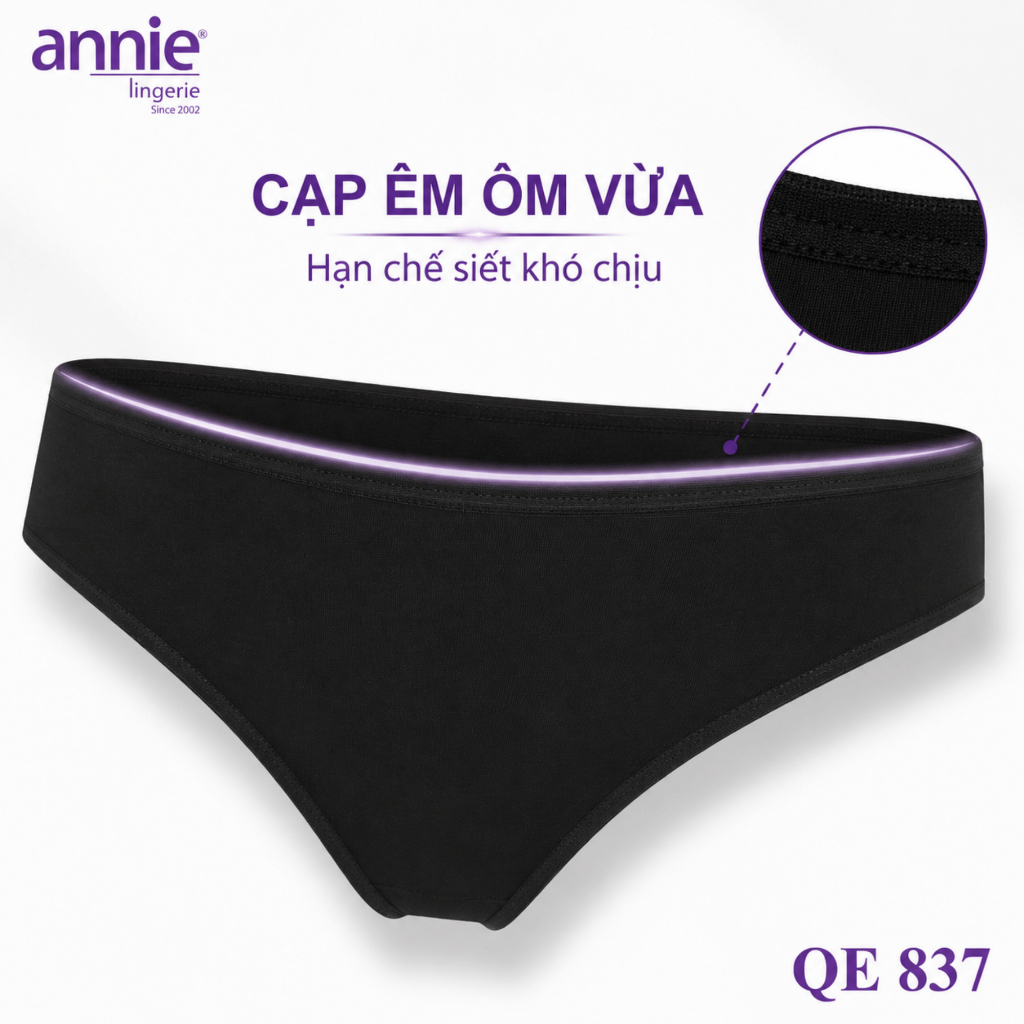 Combo 3 quần lót nữ trơn vải cotton annie QE837 form basic trẻ trung năng động, thoáng mát