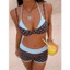 Bikini Nữ Chấm Bi Retro Phối Xanh Baby – Set Đồ Bơi 2 Mảnh Kèm Quần Short Đi Biển Phong Cách Y2K