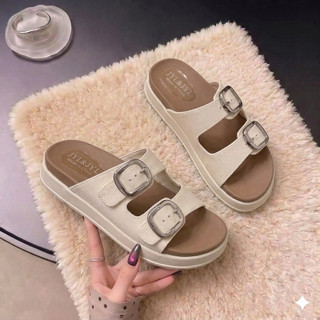 Dép Sandal Nữ 2 Quai Khóa Kim Loại Đế Bánh Mì, Dép Quai Ngang Nhựa Siêu Nhẹ Hack Dáng, Dép Đi Chơi Đi Biển Thời Trang