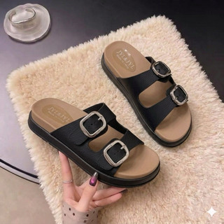 Dép Sandal Nữ 2 Quai Khóa Kim Loại Đế Bánh Mì, Dép Quai Ngang Nhựa Siêu Nhẹ Hack Dáng, Dép Đi Chơi Đi Biển Thời Trang