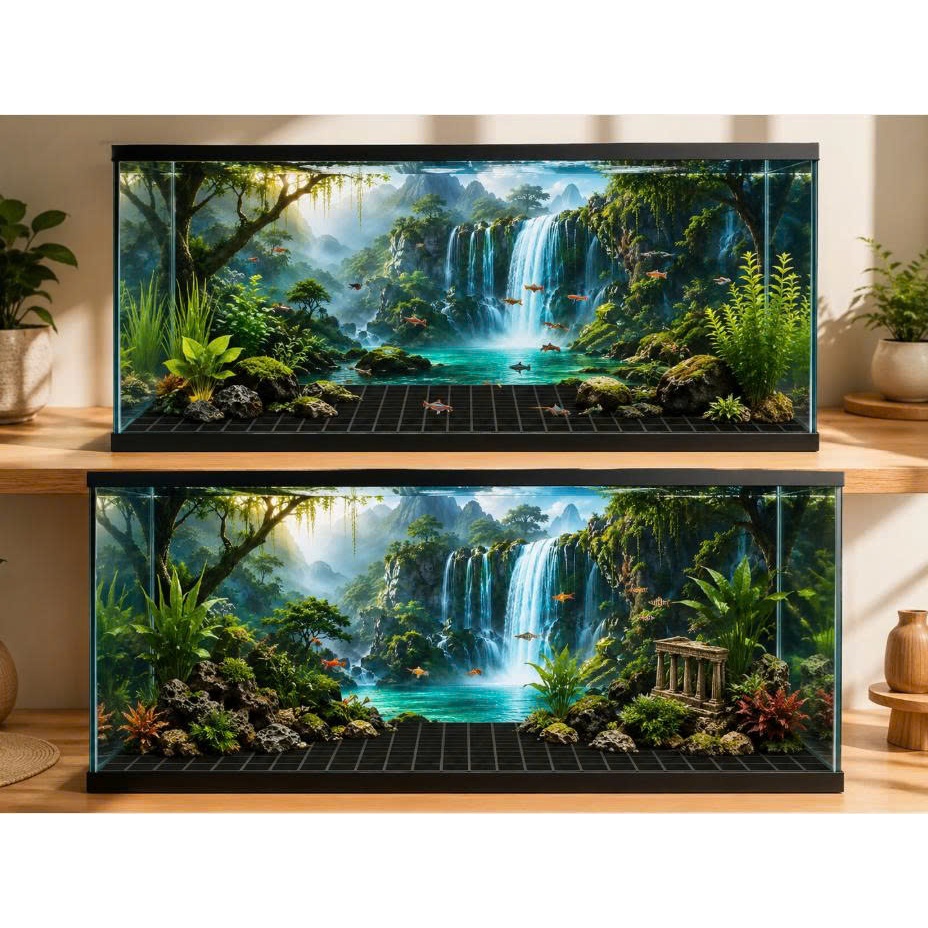 Decal tranh dán hồ cá 3D Kho In Ấn HC51 chống nước, In KTS dán dễ, gỡ dễ, có keo sẵn, nhiều kích cỡ