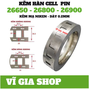 Kẽm Hàn cell Pin 26650 - 26800 - 26900 dày 0.2mm Kẽm Đơn - Đôi Dùng cho khung - Không khung