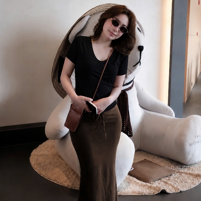 Sét áo thun tay ngắn cổ tim+cv duôi cá chất thun ZipQC thời trang