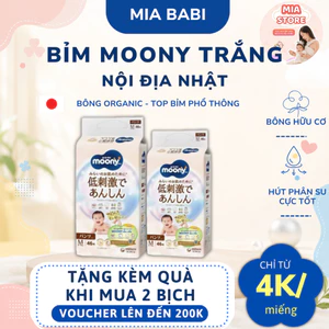 Bỉm Moony Trắng/ Moony xanh cộng CHÍNH HÃNG đủ size NB/S/M/L/XL