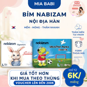 Tã Bỉm QUẦN DÁN NABIZAM Ultra thin, Signature, Summer Cao Cấp Form to, Mỏng Nhẹ, Khô Thoáng Đủ size S/M/L/XL/2XL/3XL