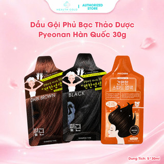 [Hộp 5 Gói] Dầu Gội Phủ Bạc Thảo Dược Pyeonan Hàn Quốc 30g – Nhuộm Tóc Nhanh, Không Hại Da Đầu