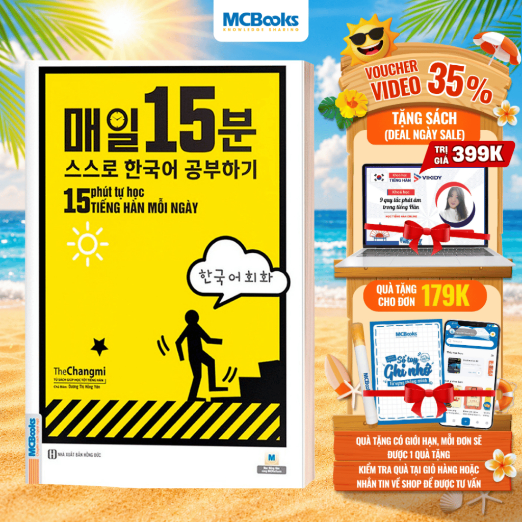 Sách - 15 Phút Tự Học Tiếng Hàn Mỗi Ngày Cho Người Mới Học - Học Kèm App Online