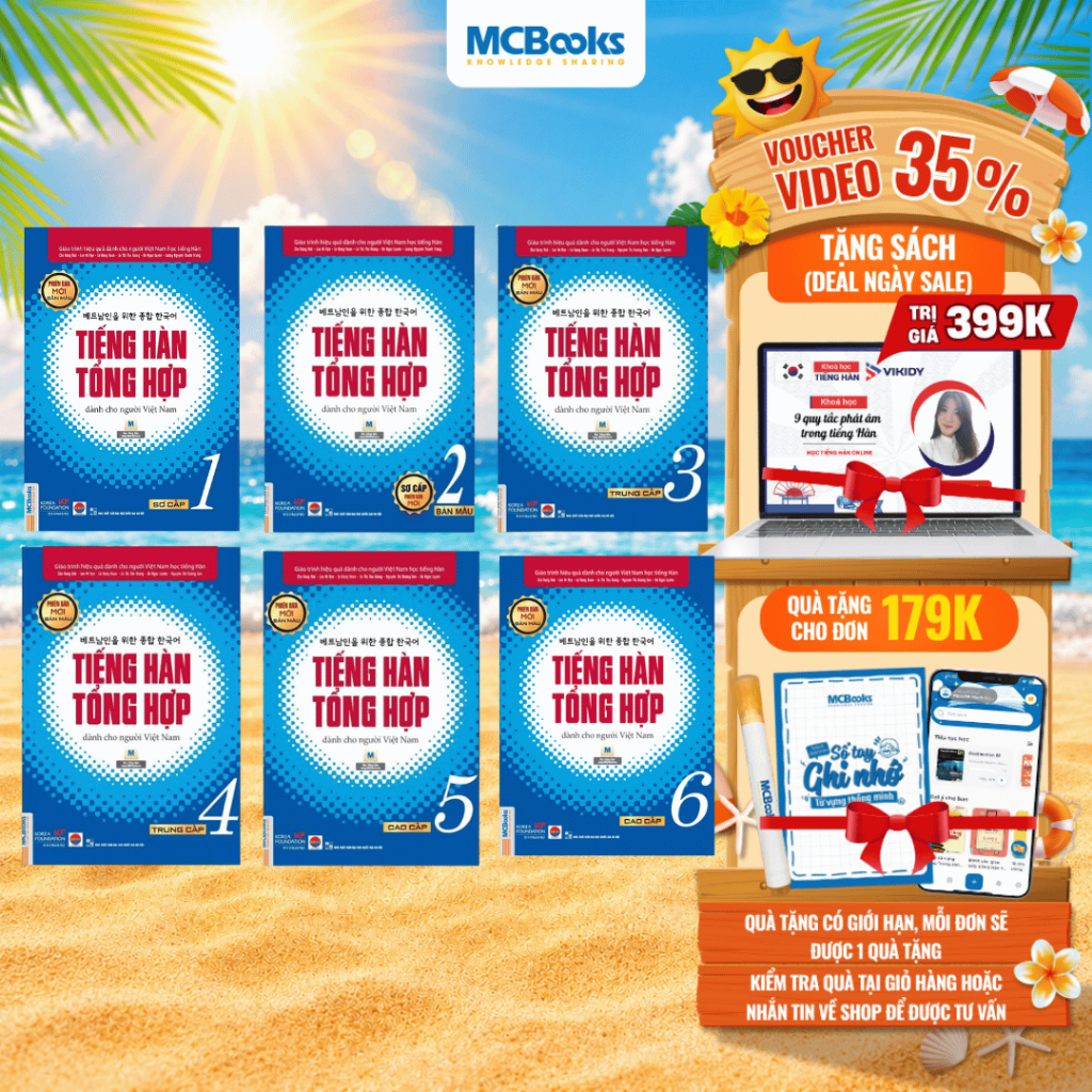 Sách - Combo 6 Tập Tiếng Hàn Tổng Hợp Dành Cho Người Việt Nam (Giáo trình+SBT)